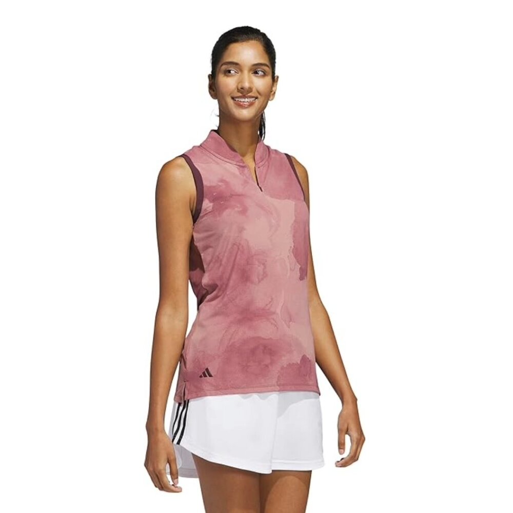 💙💖NWT Adidas Ultimate365‎ Tour Polo Shirt Pink Zip Front Athletic Tank Golf